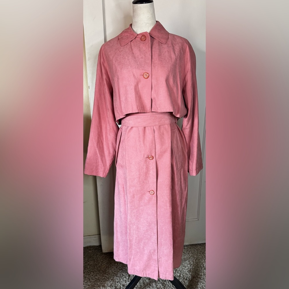 VTG London Fog Trench Coat Blush Pink Feminine Winter cottage cabincore Raincoat